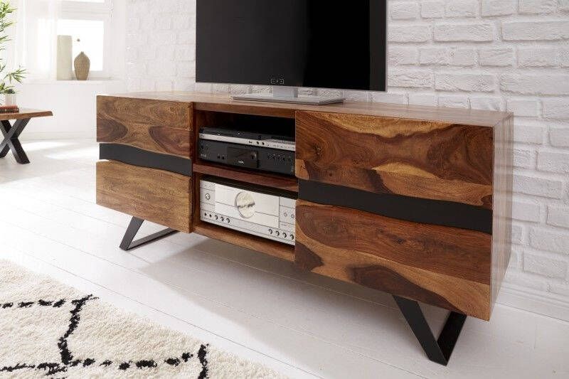 Invicta Interior Massief TV-lowboard AMAZONAS 160cm bruin sheeshamhout met boomrand 40194