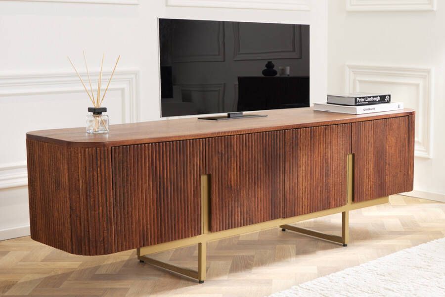 Invicta Interior Design TV-meubel GATSBY 160cm bruin matgoud Mangoholz Retro 43334