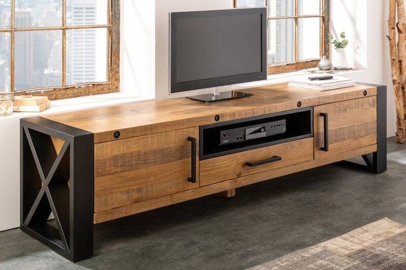Invicta Interior Massief TV-lowboard THOR 200cm gerecycled grenenhout in industrieel design 40684