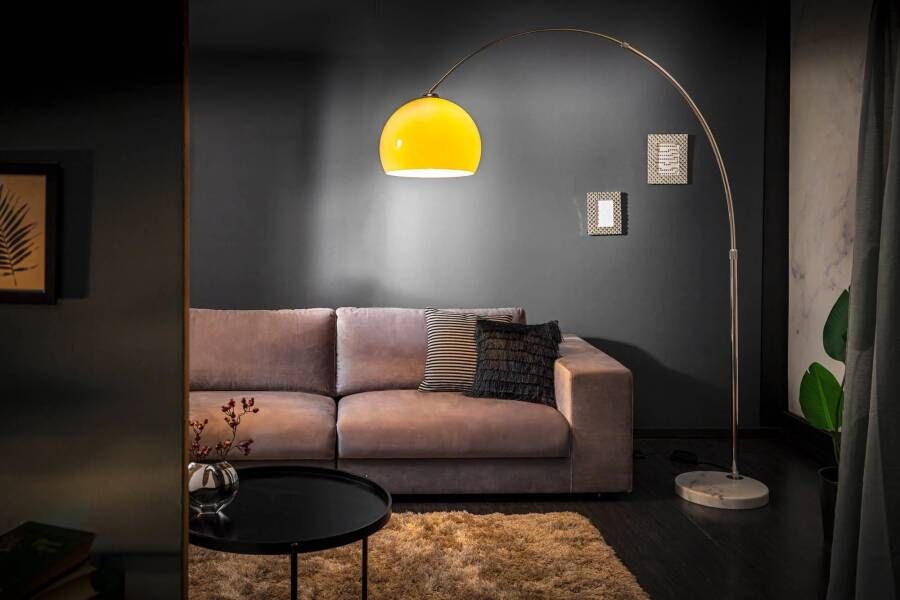Invicta Interior Uitschuifbare booglamp LOUNGE DEAL 175-205cm vloerlamp met oranje marmeren voet 20747