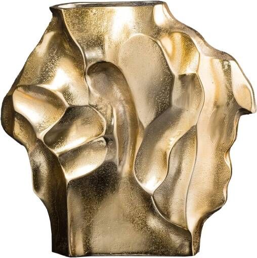 Invicta Interior Handgemaakte vaas LIQUID 25cm goud metaal gehamerd design 44878