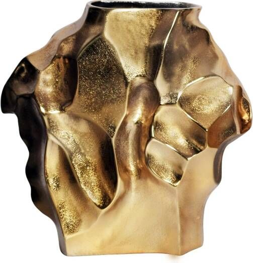Invicta Interior Handgemaakte vaas LIQUID 30cm goud metaal gehamerd design 44876