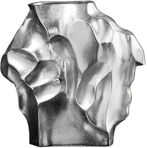 Invicta Interior Handgemaakte vaas LIQUID 30cm zilver metaal gehamerd design 44877