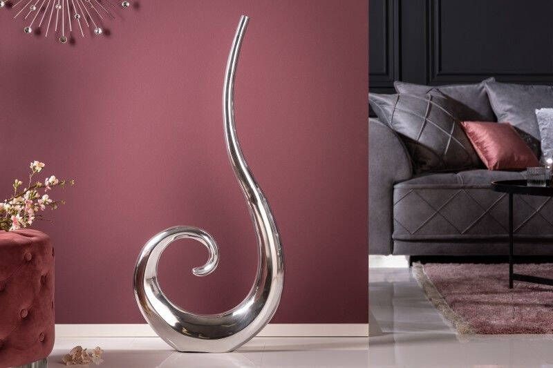 Invicta Interior Moderne vaas WAVE XL 106cm zilver aluminium gepolijst decoratie 8842