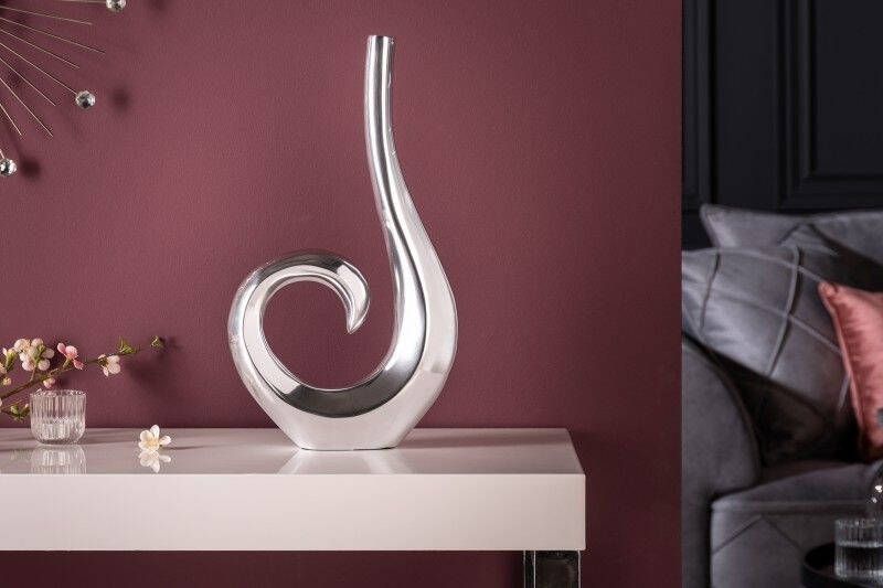 Invicta Interior Moderne vaas WAVE 47cm zilver aluminium gepolijst decoratie 8841