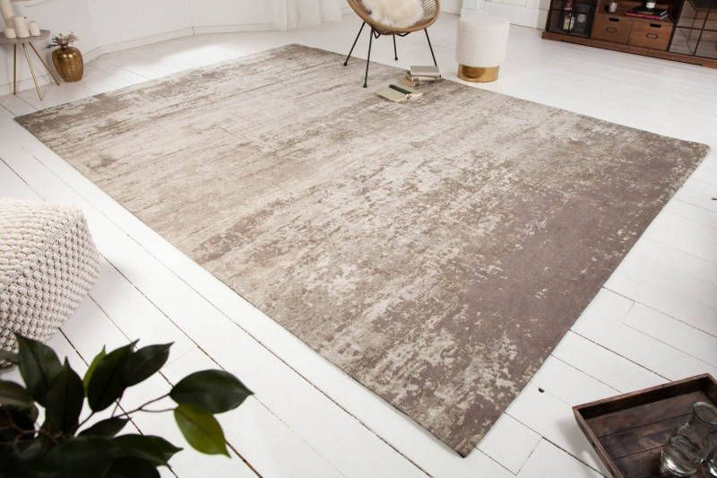 Invicta Interior Vintage katoenen tapijt MODERN ART XXL 350x240cm beige-grijs gewassen used look 40524