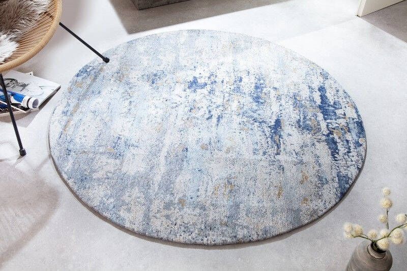 Invicta Interior Vintage tapijt MODERN ART 150cm blauw gewassen ronde used look 41268