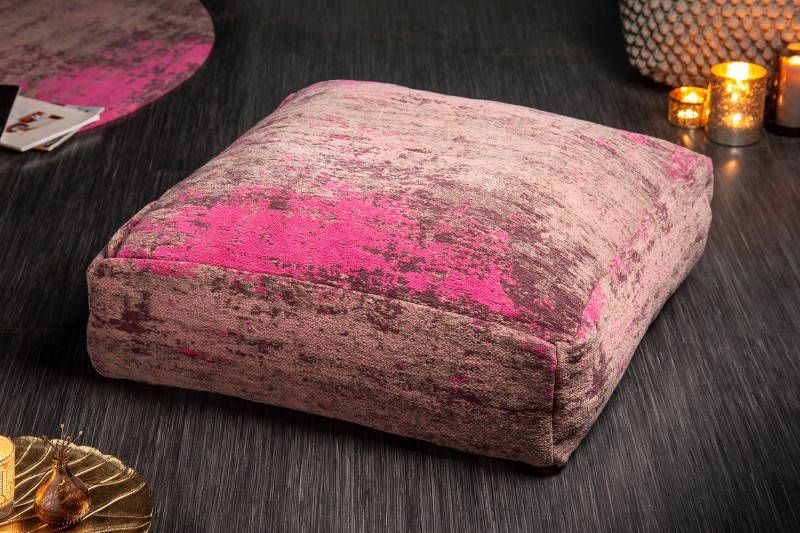 Invicta Interior Design vloerkussen XL MODERN ART 70cm rood roze abstract patroon zitpoef 41266