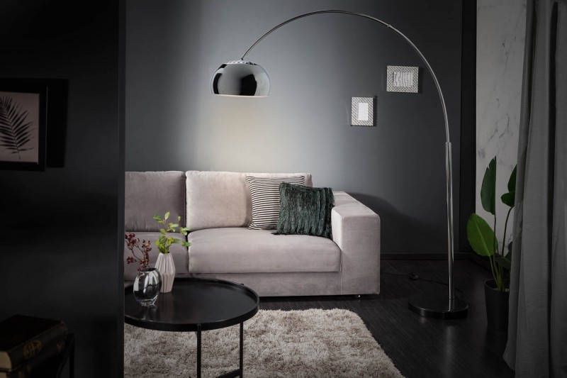 Invicta Interior Uitschuifbare booglamp LOUNGE DEAL 170-210cm vloerlamp met chroommarmeren voet 21067