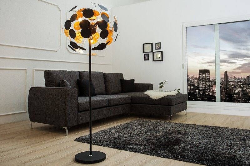 Invicta Interior Moderne design vloerlamp INFINITY HOME 170cm zwart goud vloerlamp 36839