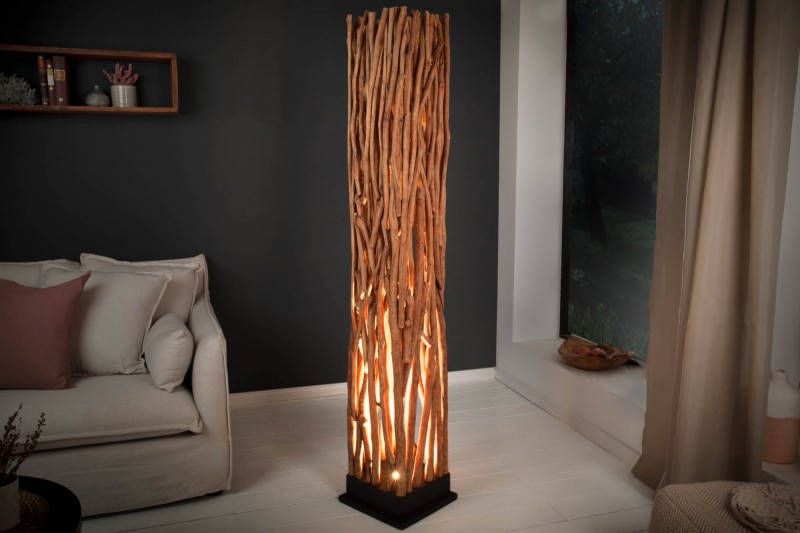 Invicta Interior Handgemaakte vloerlamp NATURE ART 173cm gemaakt van massief longanhout 40484