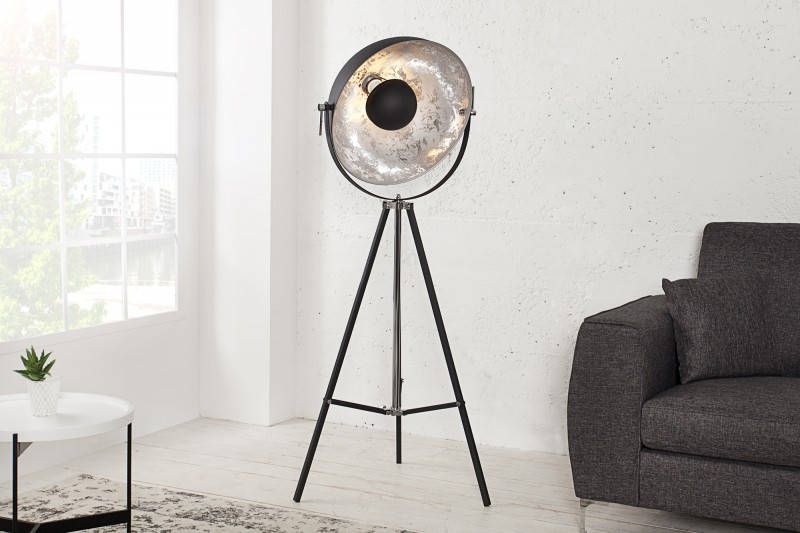 Invicta Interior Vloerlamp BIG STUDIO 170cm zwart zilver bladlook industrieel design 36562