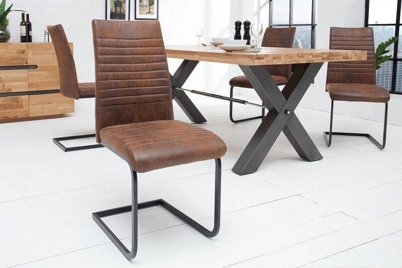 Invicta Interior industrieele sledestoel APPARTEMENT antiek bruin met metalen frame 39377