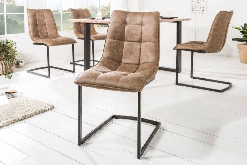 Invicta Interior Design sledestoel MIAMI taupe bruin metalen frame mat zwart 39856