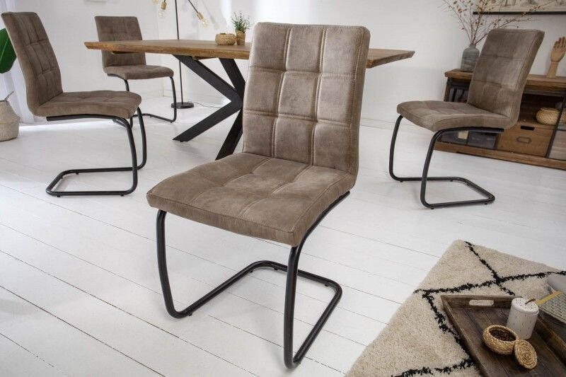 Invicta Interior industrieele sledestoel MODENA vintage taupe met decoratieve stiksels 40551