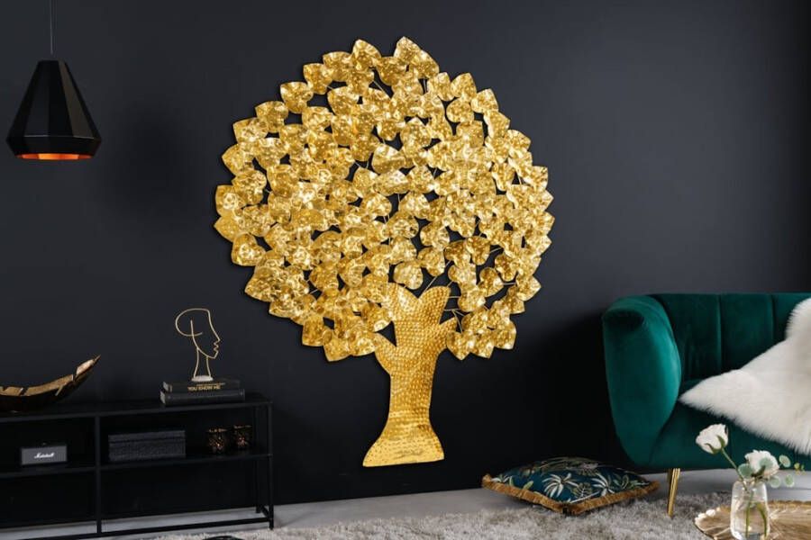 Invicta Interior Design Wanddeko TREE OF LIFE XXL 170cm goud Metall handgemaakte Ginkgo 42782