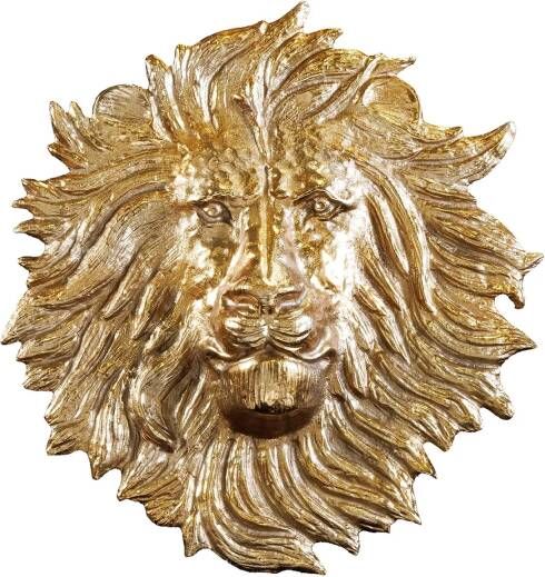 Invicta Interior Gouden wanddecoratie WILDLIFE LION 60cm gouden metalen leeuwenkop sculptuur handgemaakt 43953