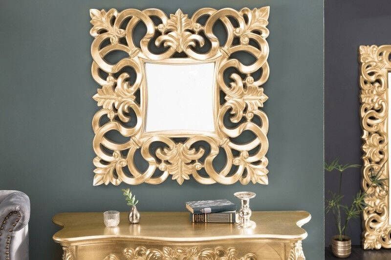Invicta Interior Elegante wandspiegel VENICE 75x75cm goud antieke barokstijl 15626