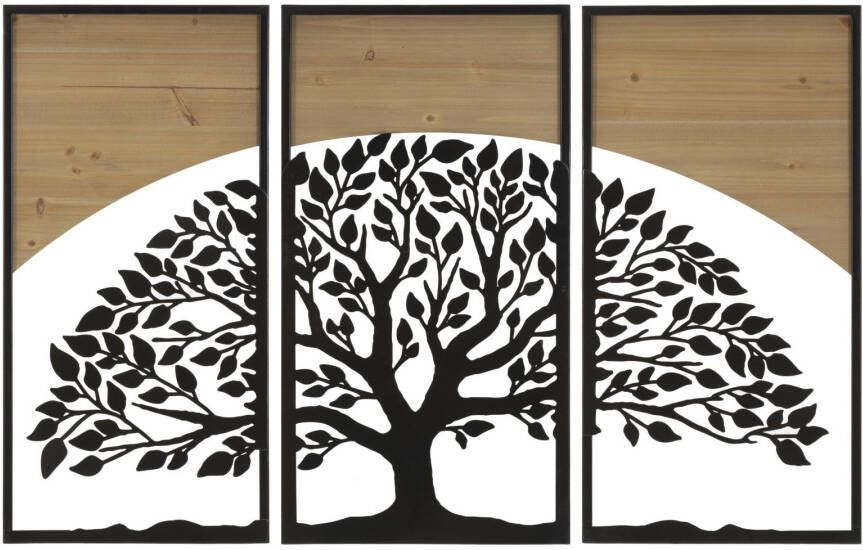 Mauro Ferretti WANDPANEEL BOOGIJZER EN HOUT SET 3 STUKS CM 105X2X70 (35X2X70)