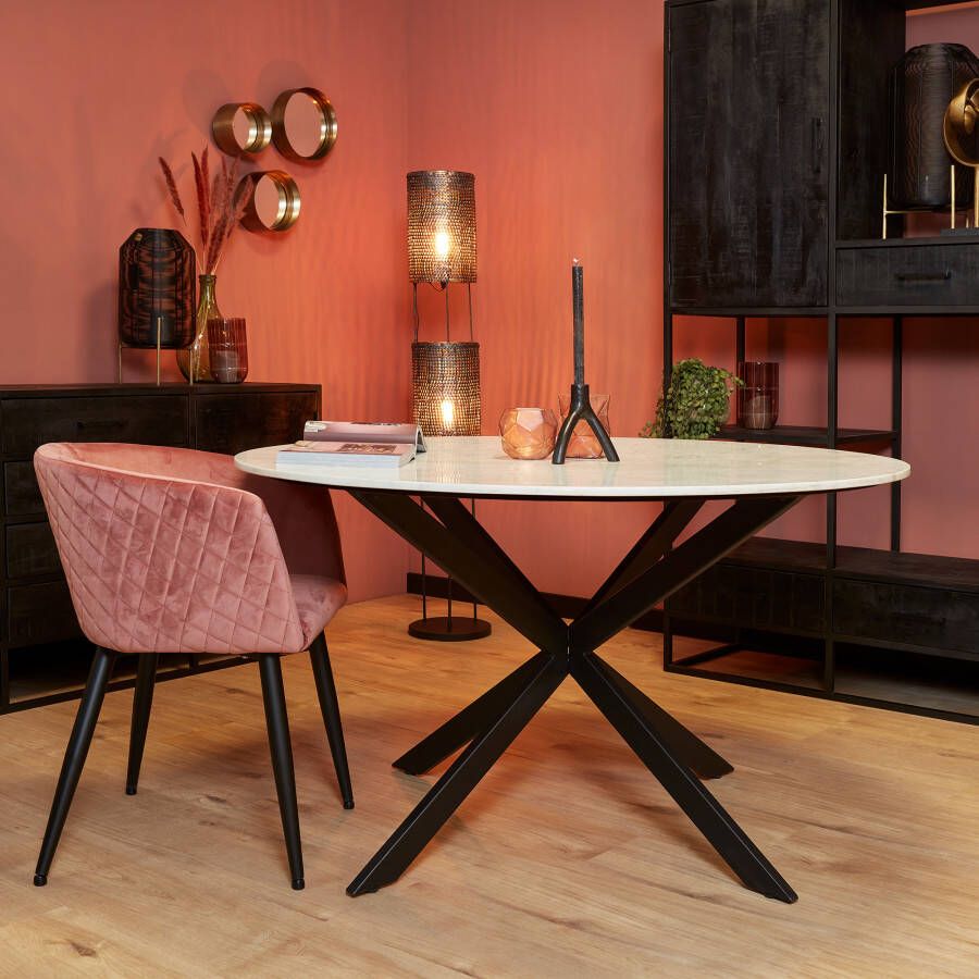 Starfurn Eetkamertafel Lynn | Rond | Wit marmer | 130 CM STF-9007