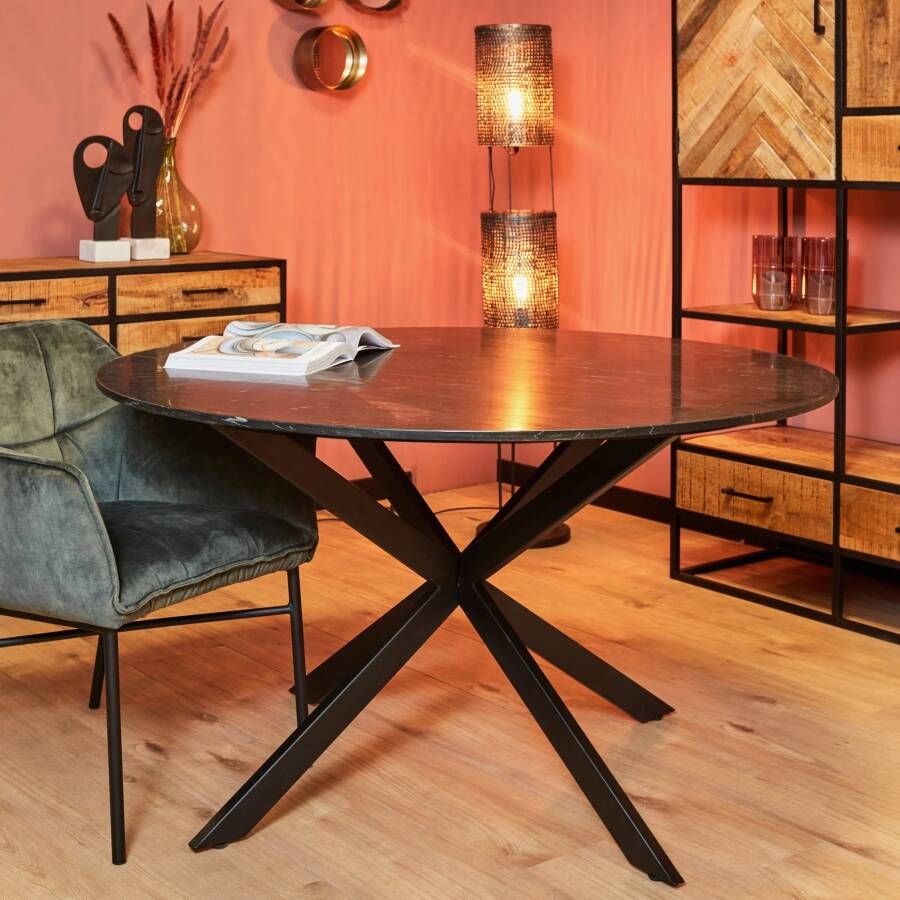 Starfurn Eettafel Lynn Black marble | 130 cm | Rond-STF-9008