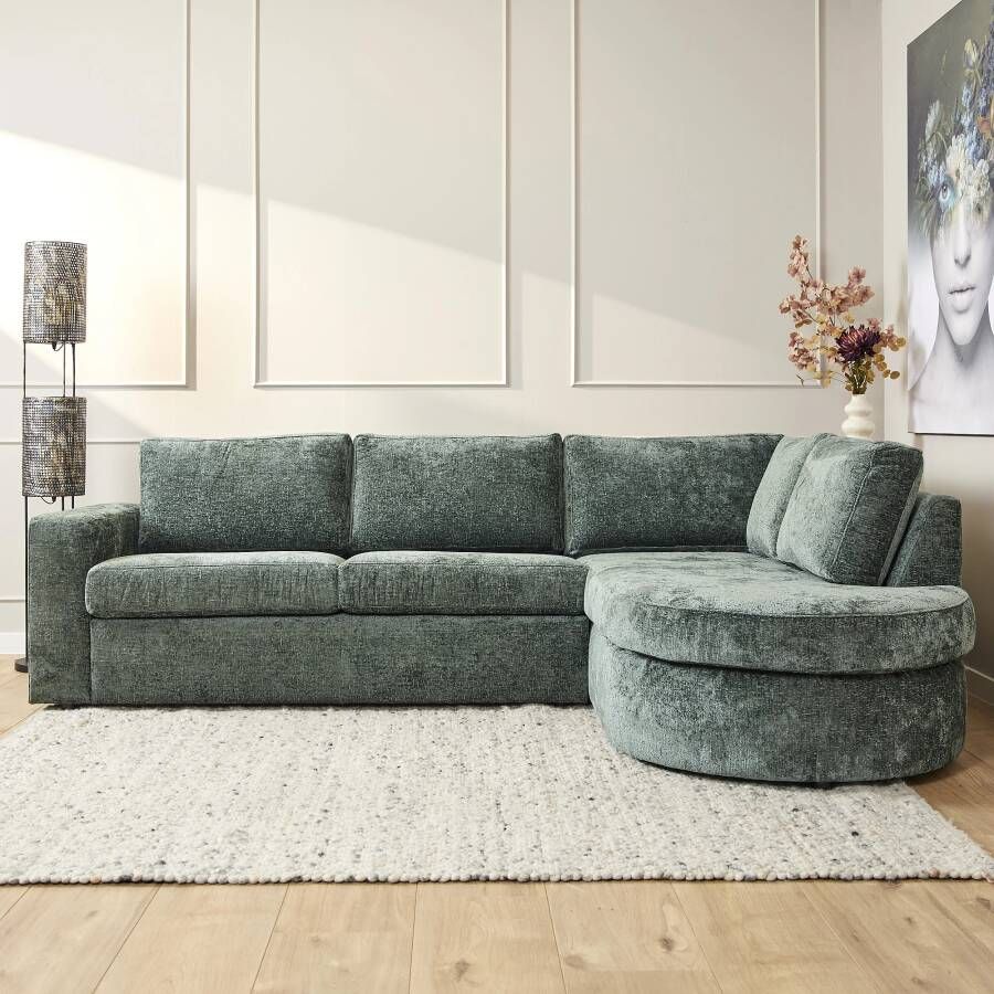 Starfurn MySofa Alma | Green | 2 5 zits + Divan Rechts | 5 jaar garantie-MYS-Alma-TR21R