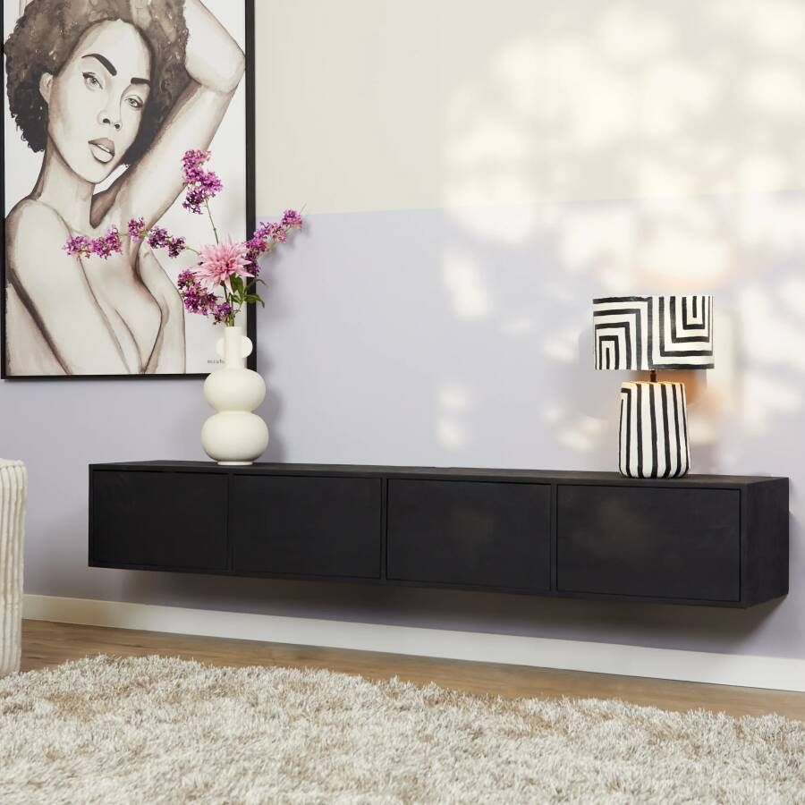 Starfurn Zwevend tv meubel Vision Black | 200 cm STF-2806