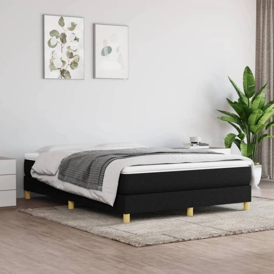 Vida XL Boxspring met matras stof zwart 140x200 cm SKU: V3144177