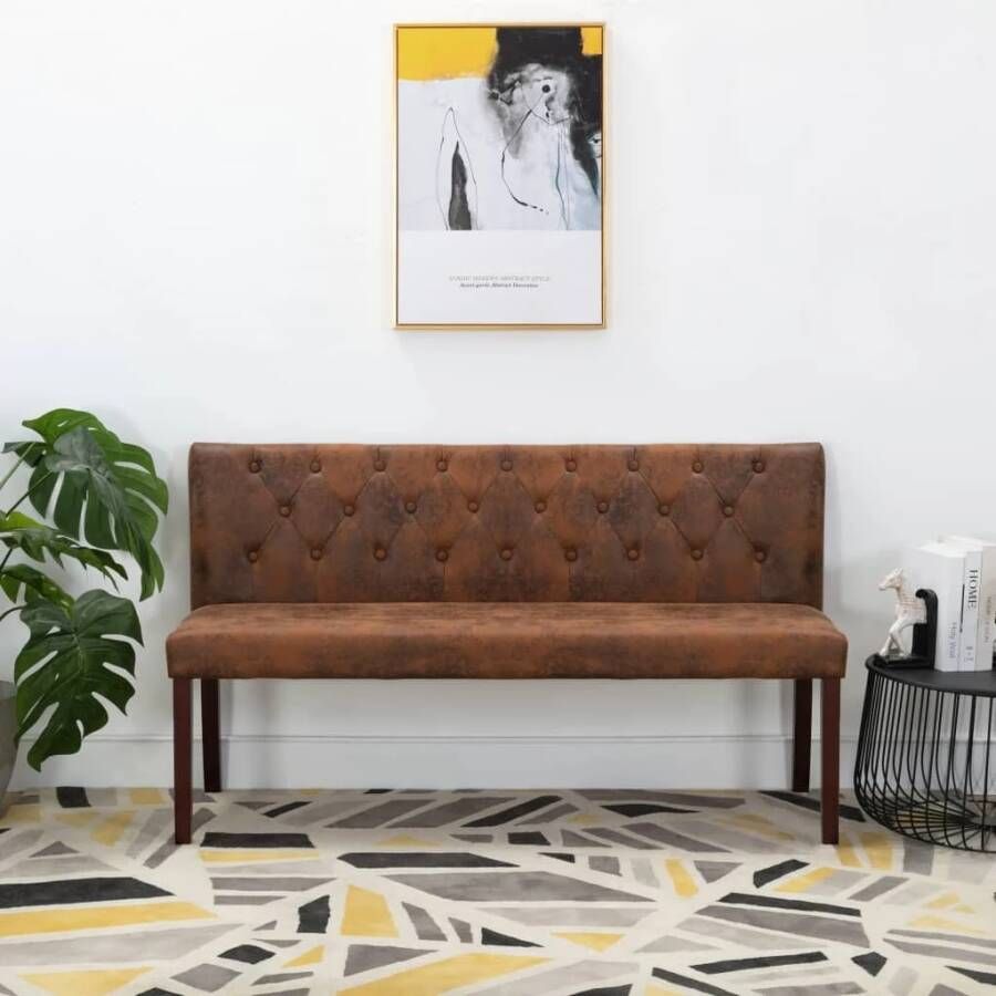 Vida XL vidaXL Bankje 148 5 cm kunstsuÃ¨de bruin-VXL-288571