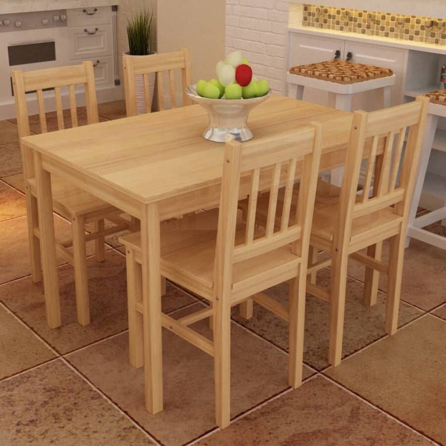 Vida XL vidaXL Eettafel met 4 stoelen hout naturel-VXL-241220