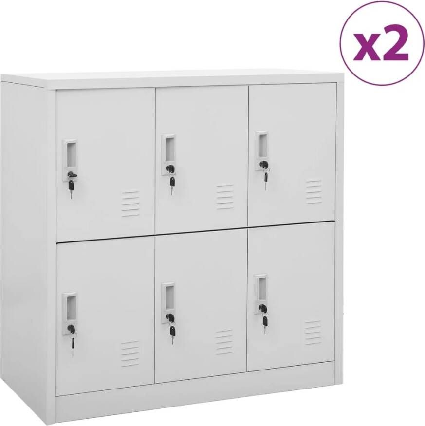 Vida XL vidaXL Lockerkasten 2 st 90x45x92 5 cm staal lichtgrijs-VXL-3095231