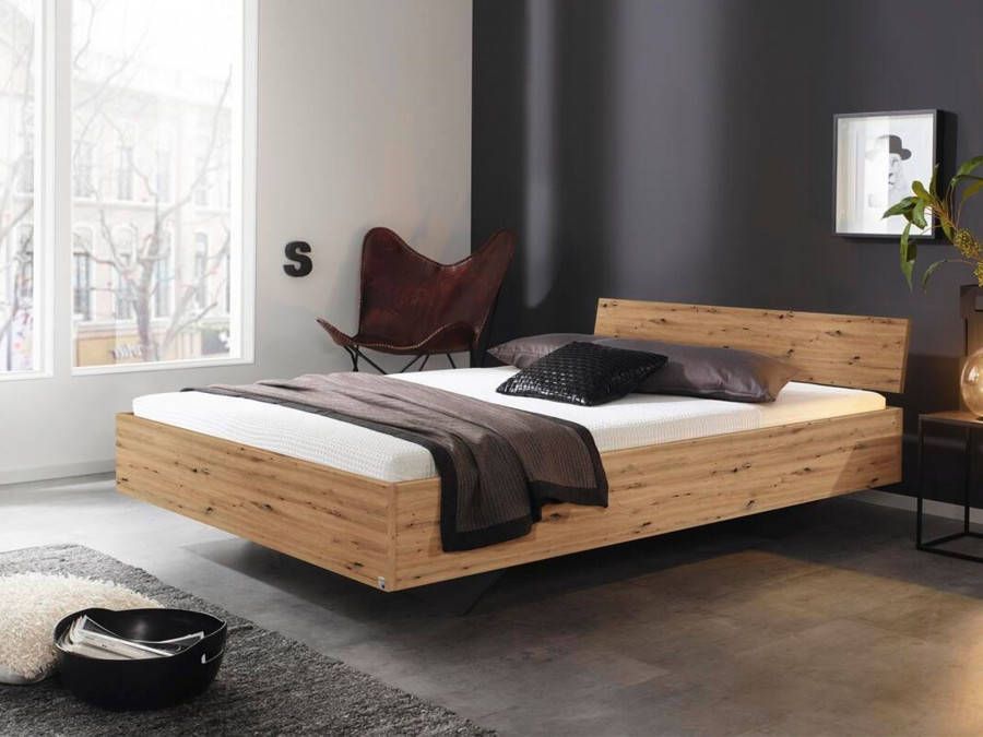 Mobistoxx Bed IXANA 140x200 cm artisan eik met hoofdeinde met matras zonder lattenbodem