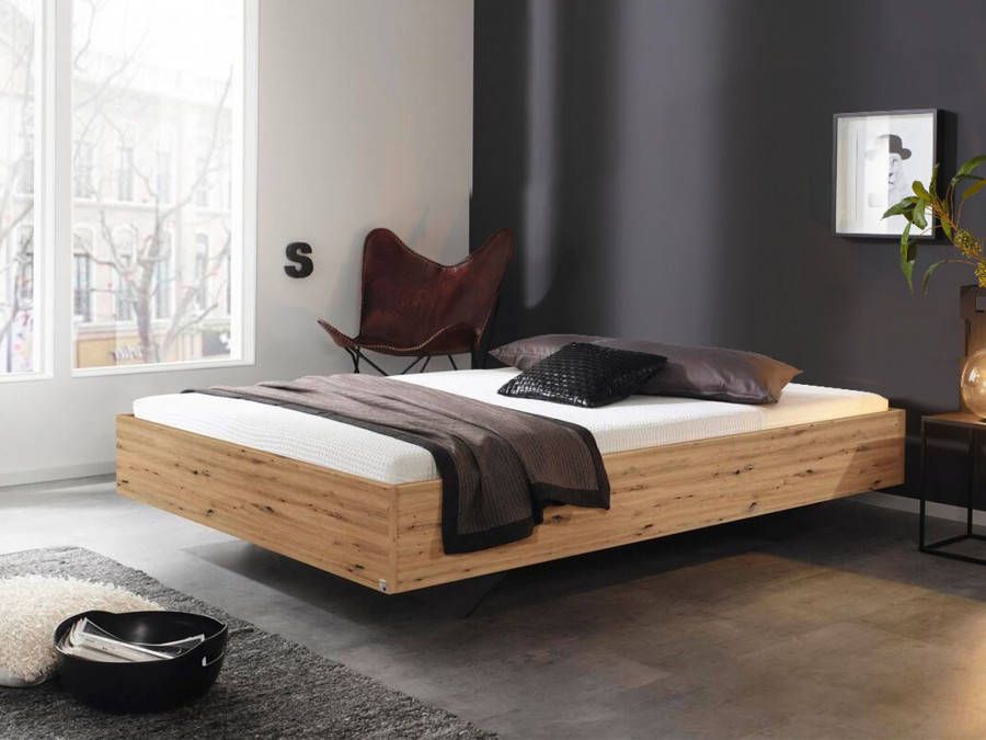 Mobistoxx Bed IXANA 140x200 cm artisan eik zonder hoofdeinde met matras zonder lattenbodem