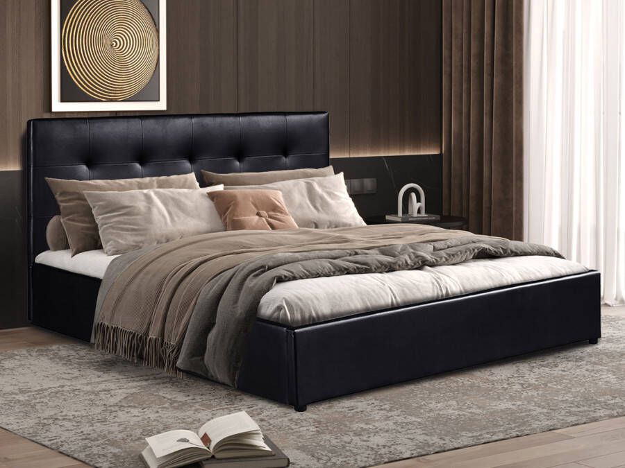 Mobistoxx Bed met opbergruimte PORTOMANO 160x200 cm zwart
