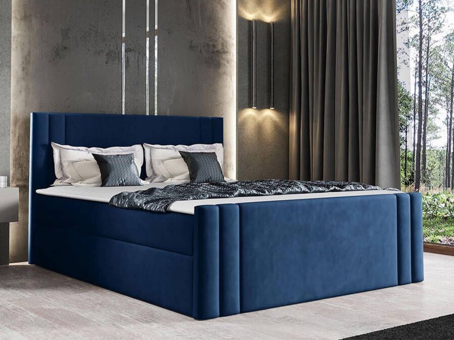 Mobistoxx Boxspring CARMELO 140x200 cm blauw