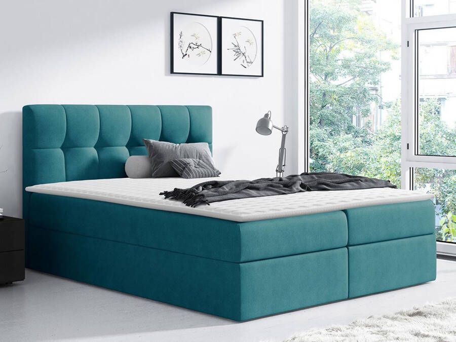 Mobistoxx Boxspring RINNO 140x200 cm appelblauwzeegroen