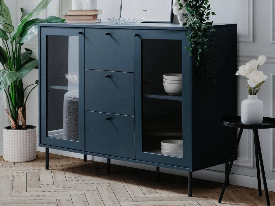 Mobistoxx Commode CARACAL 2 deuren 3 lades navy blauw