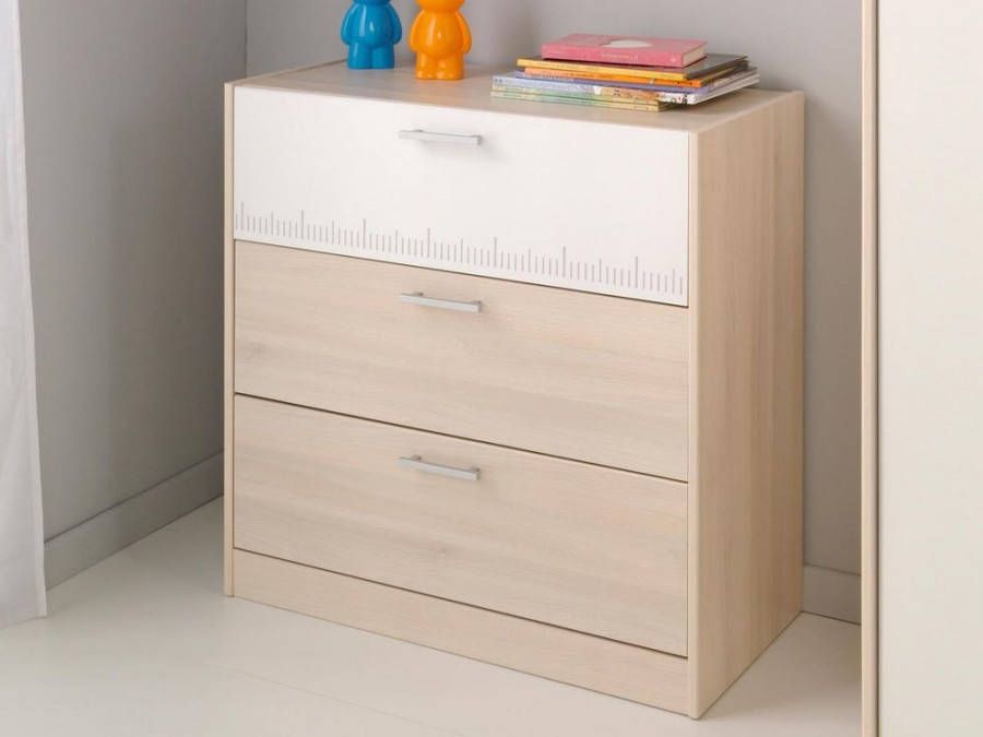 Mobistoxx Commode CARL 3 lades gerookte acacia wit