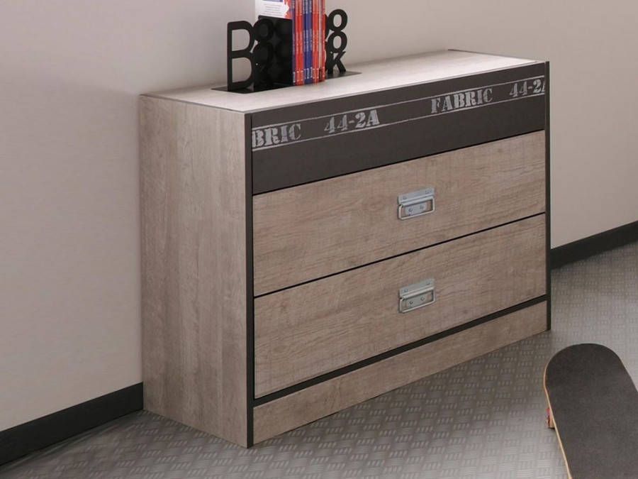 Mobistoxx Commode FACTORY 3 lades loft grijs schaduwgrijs