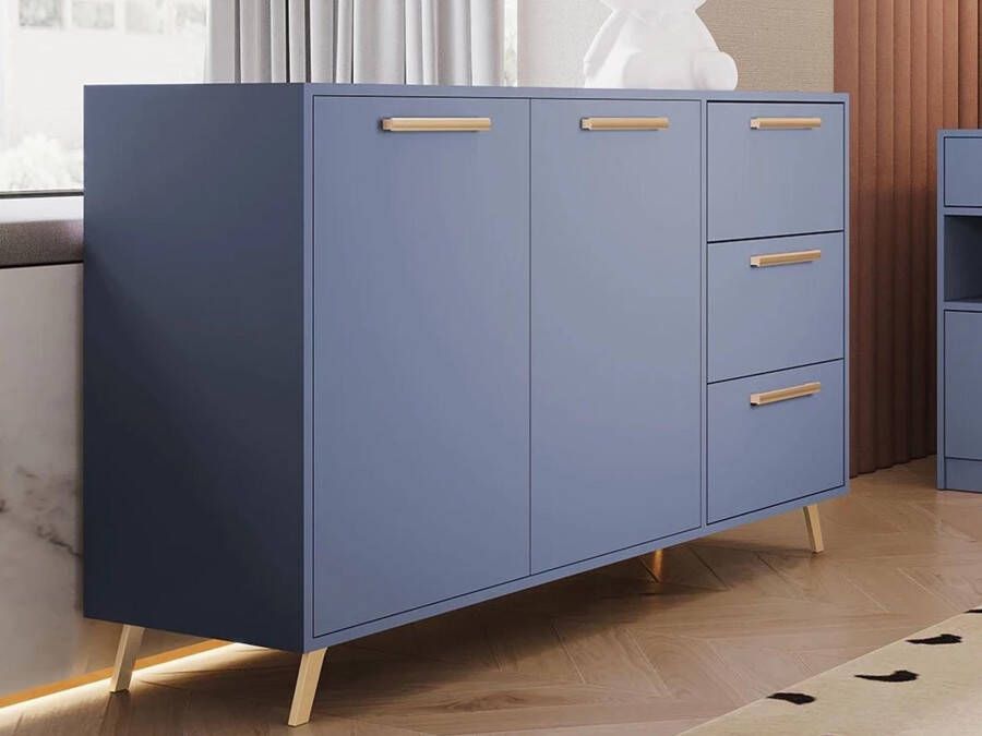 Mobistoxx Commode LILAS 2 deuren 3 lades verbleekt blauw