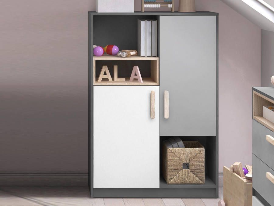 Mobistoxx Commode PIKA 2 deuren wit lichtgrijs