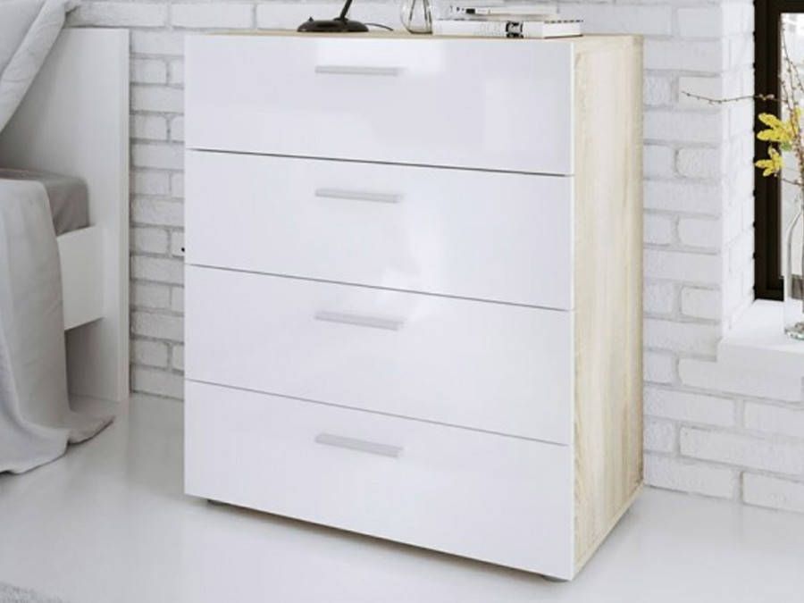 Mobistoxx Commode POPEI 4 lades eik hoogglans wit