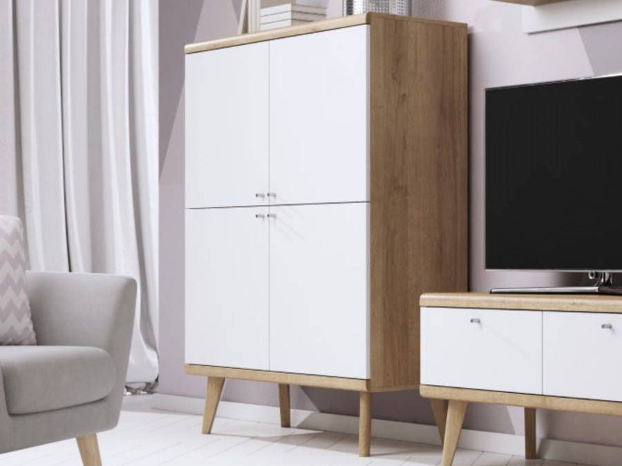 Mobistoxx Commode PROMI 4 deuren eik riviera wit