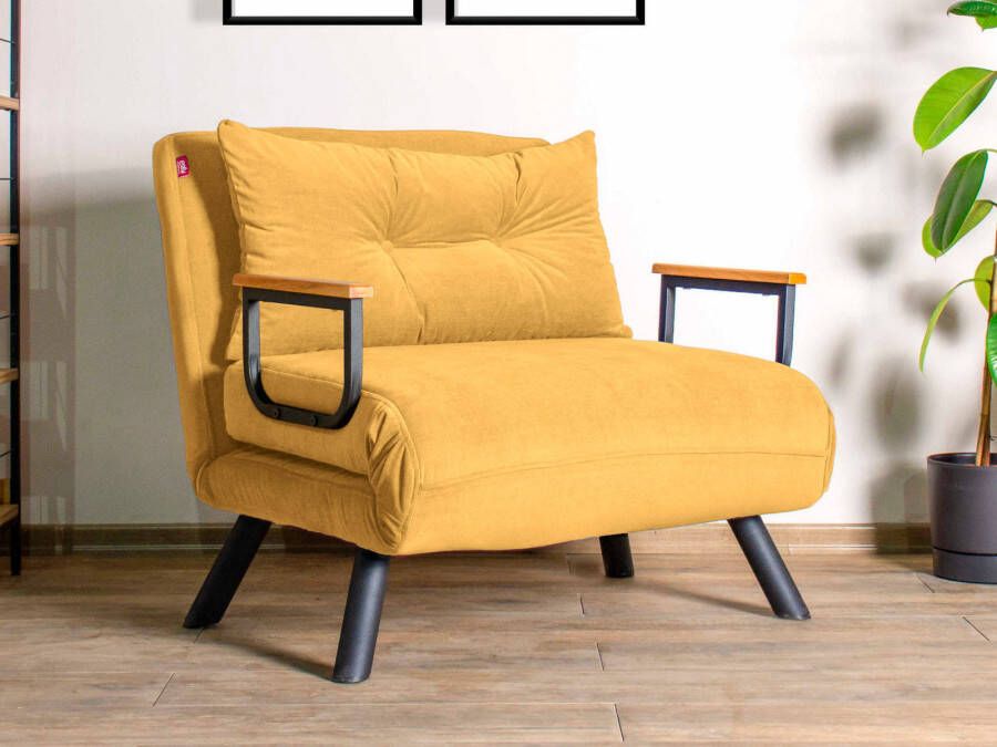 Mobistoxx Converteerbare fauteuil SANDERO 1 plaats stof mosterdgeel