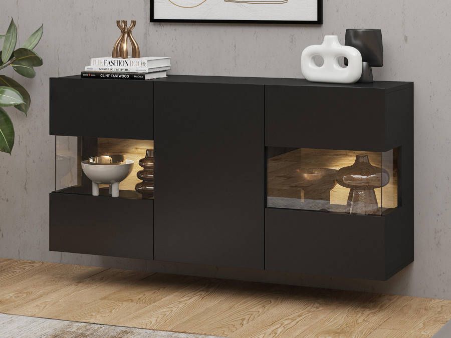 Mobistoxx Dressoir AVATAR 3 deuren zwart met led