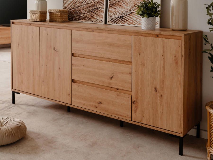 Mobistoxx Dressoir BONIFACIO 3 deuren 3 lades artisan eik