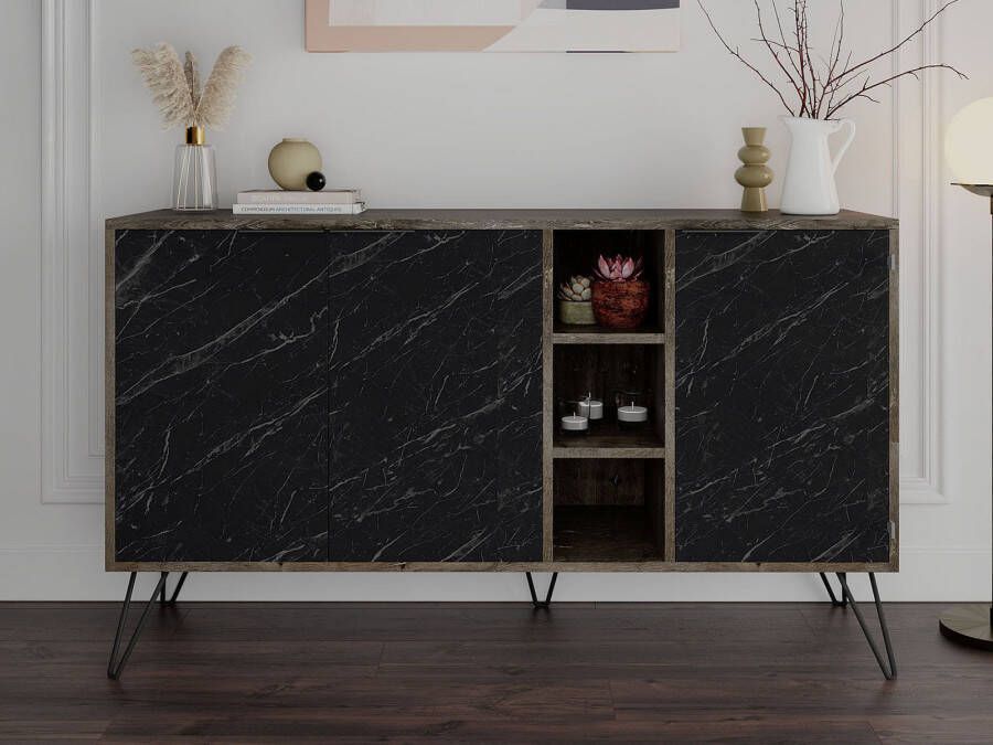 Mobistoxx Dressoir CLARO 3 deuren donker bruin marmer