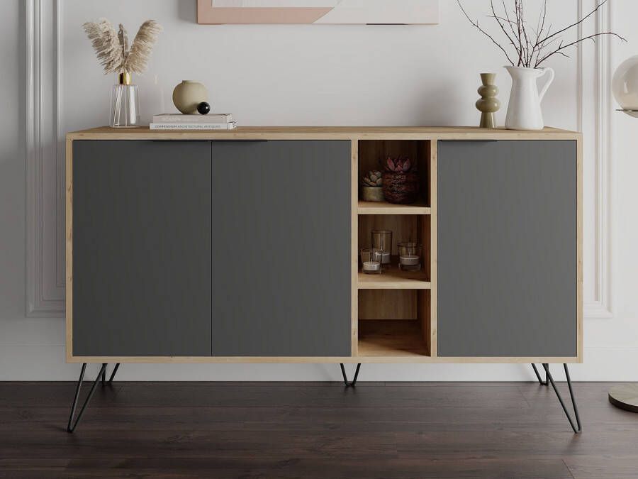 Mobistoxx Dressoir CLARO 3 deuren donker eik antraciet