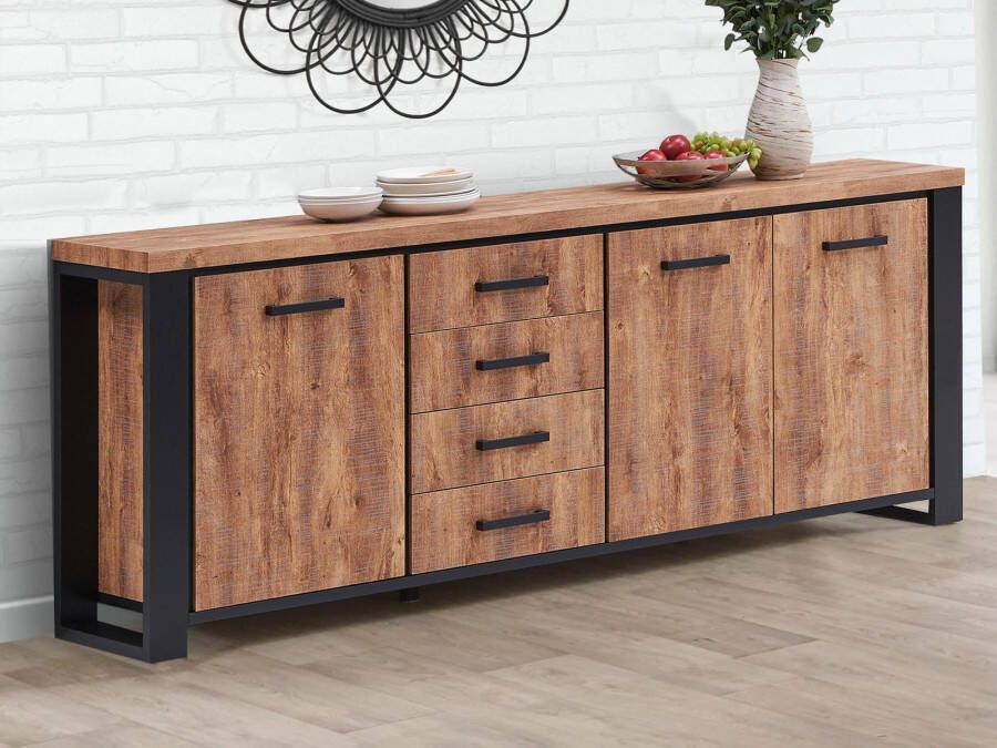 Mobistoxx Dressoir ESTEBAN 3 deuren 4 lades industriële eik