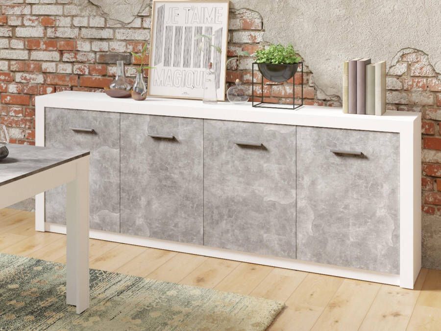 Mobistoxx Dressoir GENJI 4 deuren beton wit